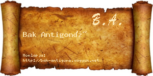 Bak Antigoné névjegykártya
